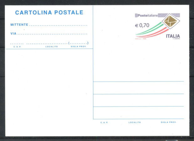 2013 - REPUBBLICA - LOTTO/42398 - CARTOLINA POSTALE DA 0,70 EURO LETTERA IN VOLO - NUOVA