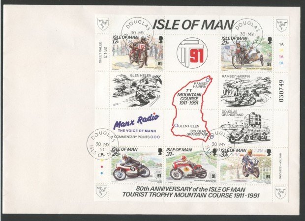 1991 - ISOLA DI MAN - LOTTO/41808 - CORSA MOTOCICLISTICA FOGLIETTO - BUSTA FDC