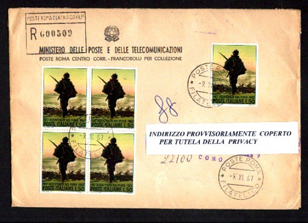 1967 - LBF/1412 - REPUBBLICA - RESISTENZA SUL PIAVE - BUSTA RACC. FDC