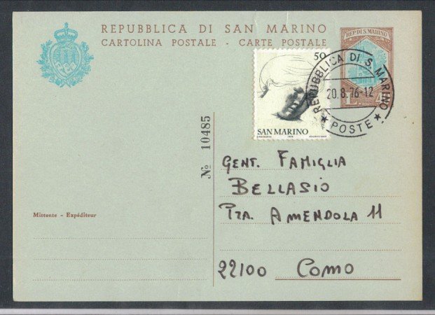 1967 - LOTTO/2424 - S. MARINO - CARTOLINA POSTALE DA 40 LIRE .