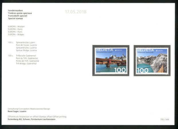 2018 - SVIZZERA - LOTTO/39733F - EUROPA 2v. - NUOVI FOLDER