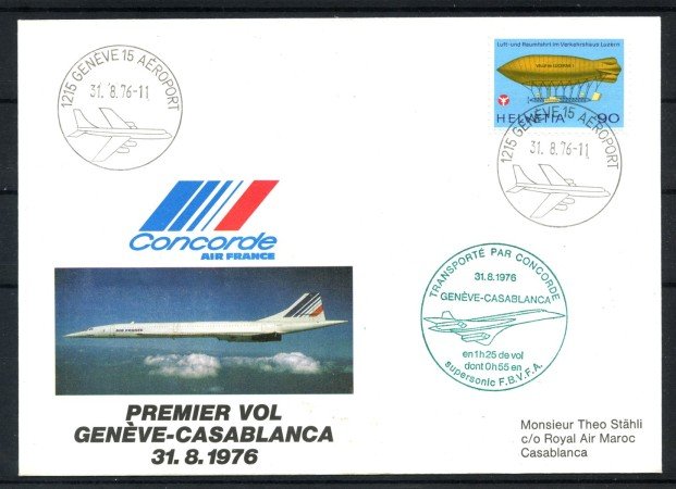 1976 - SVIZZERA - LOTTO/41629 - CONCORDE  PRIMO VOLO GINEVRA CASABLANCA