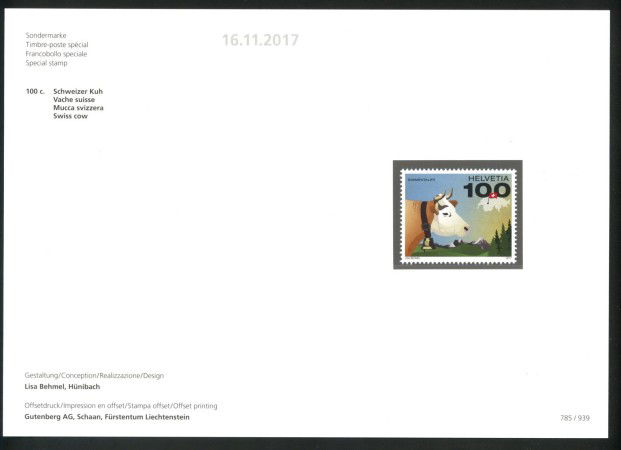 2017 - SVIZZERA - LOTTO/39723F - MUCCA SIMMENTAL - NUOVO FOLDER