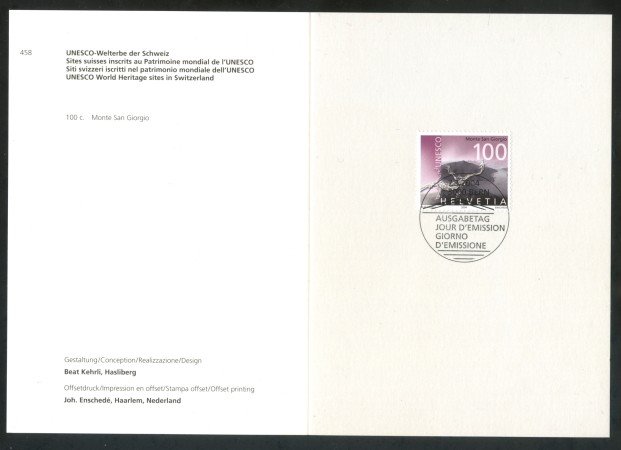 2004 - SVIZZERA - UNESCO 1v. - USATO FDC - FOLDER - LOTTO/37434FU