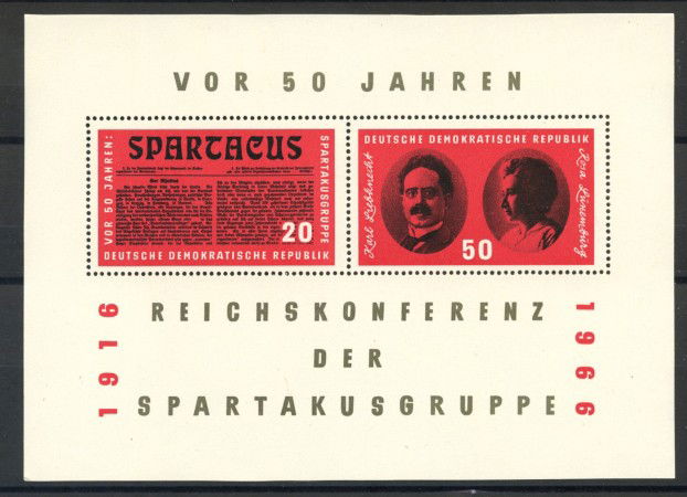 1966 - GERMANIA DDR - CONFERENZA GRUPPO SPARTACUS- FOGLIETTO - NUOVO - LOTTO/36203