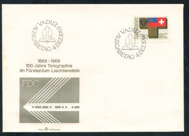 1969 - LIECHTENSTEIN - CENTENARIO TELEGRAFIA - BUSTA FDC - LOTTO/25799