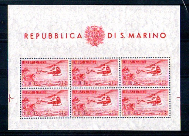 1961 - LOTTO/2646FN - SAN MARINO - 1000 LIRE ELICOTTERO FOGLIETTO - NUOVO