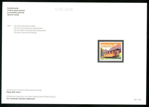 2018 - SVIZZERA - LOTTO/39739F - FERROVIA STANSERHORN - NUOVO FOLDER