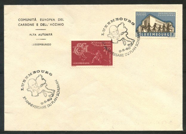 1960 - LUSSEMBURGO - PIANO SCHUMAN E SCUOLA EUROPEA - BUSTA FDC - LOTTO/29551