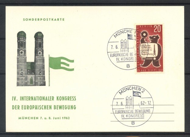 1962 - GERMANIA - IV° CONGRESS0 DEL MOVIMENTO EUROPEO - ANNULLO SPECIALE - LOTTO/32139