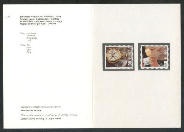 2005 - SVIZZERA - PRODOTTI SVIZZERI OROLOGI 2v. - NUOVI - FOLDER -  LOTTO/37455F