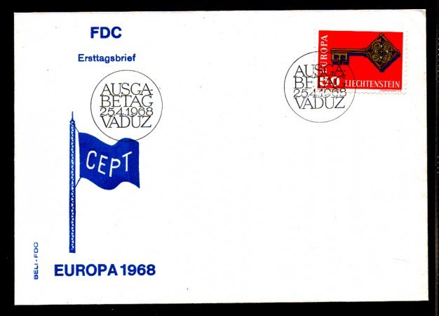 1968 - LOTTO/LIE446Z - LIECHTENSTEIN - 50r. EUROPA - BUSTA FDC