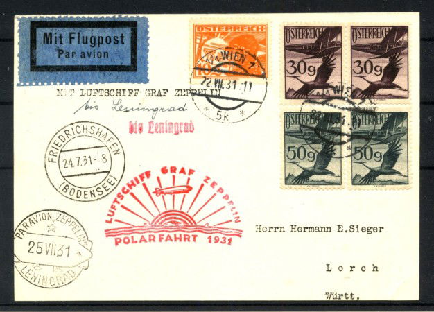 1931 - AUSTRIA - LOTTO/42346 - VOLO ZEPPELIN VIAGGIO  AL POLO NORD