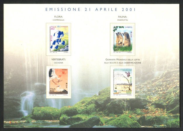 2001 - REPUBBLICA - LOTTO/43582 -  AMBIENTE E NATURA 4v. SU FOLDER DELLE POSTE