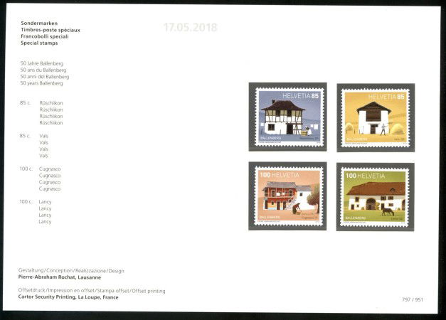 2018 - SVIZZERA - LOTTO/39735F - MUSEO BALLENBERG 4v. - NUOVI FOLDER