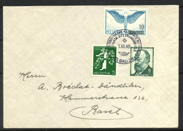 1940 - SVIZZER - LOTTO/40677 - GIORNATA DEL FRANCOBOLLO BUSTA PER BASILEA