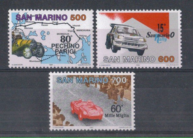 1987 - LOTTO/8074 - SAN MARINO - COMPETIZIONI AUTOMOBILISTICHE 3v. - NUOVI