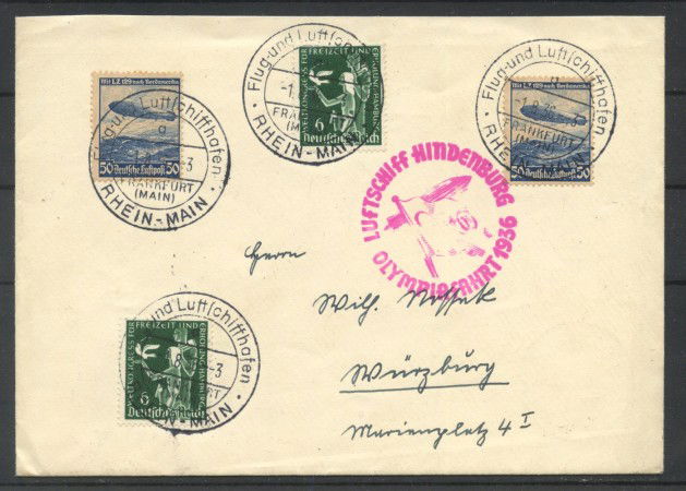 1936 - GERMANIA - LOTTO/42378 -  DIRIGIBILE Lz 129 HINDENBURG  VIAGGIO A BERLINO PER LE OLIMPIADI