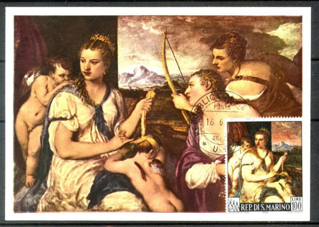 1966 - SAN MARINO - LOTTO/38132 - DIPINTO VENERE CHE BENDA AMORE - CARTOLINA