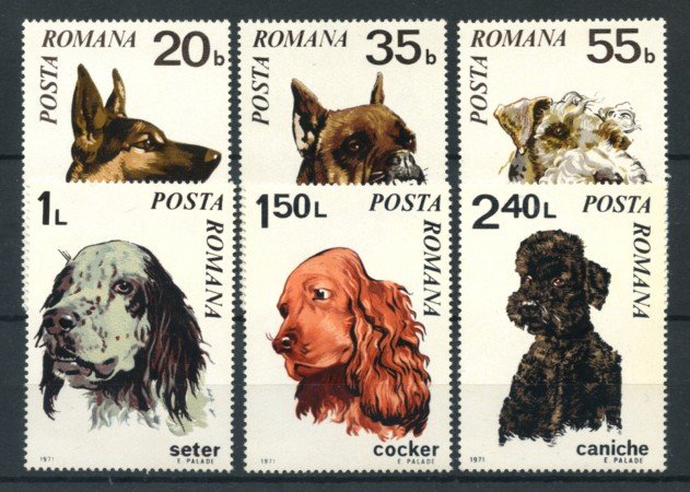 1971 - ROMANIA - CANI di razza 6V. - NUOVI