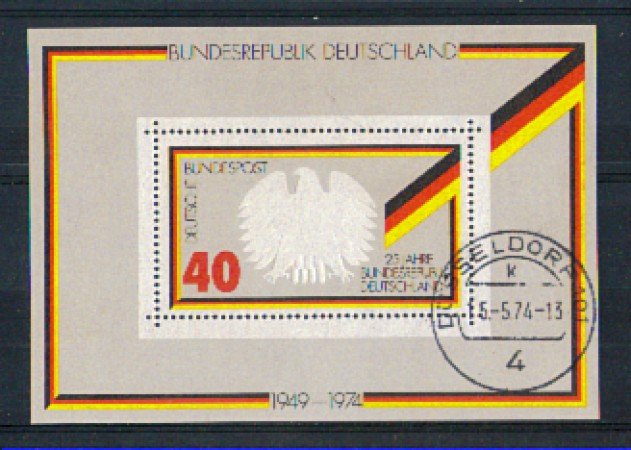 1974 - LOTTO/GFBF9U - GERMANIA - ANNIVERSARIO REPUBBLICA FOGLIETTO - USATO