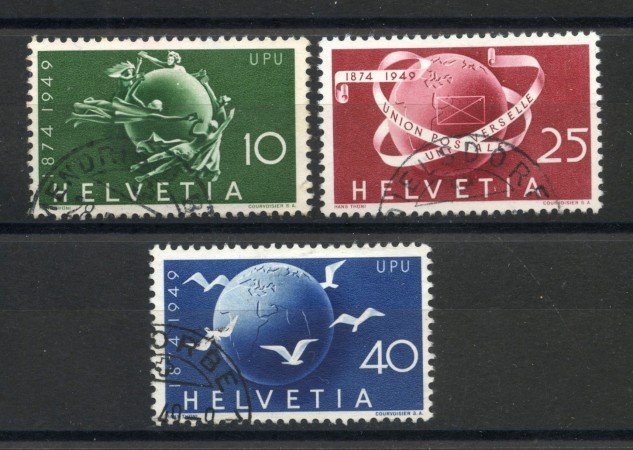 1949 - SVIZZERA - LOTTO/41700 - 75° UINONE POSTALE UNIVERSALE  3v.  - USATI