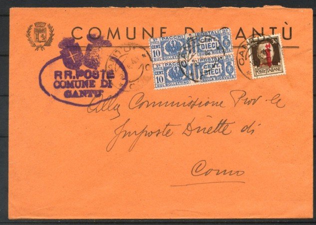 1944 - REPUBBLICA SOCIALE - LOTTO/40139 - PACCHI POST. 10 CENT. AFFRANCATURA D'EMERGENZA