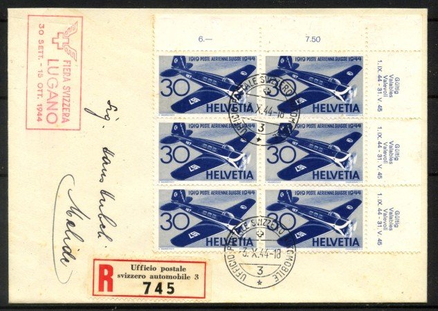 1944 - SVIZZERA - LOTTO/40682 - FIERA DI LUGANO BUSTA RACCOMANDATA