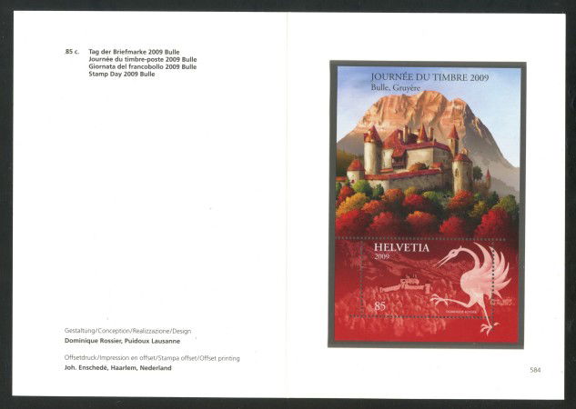 2009 - SVIZZERA - LOTTO/37727F - GIORNATA FRANCOBOLLO - FOGLIETTO  - FOLDER