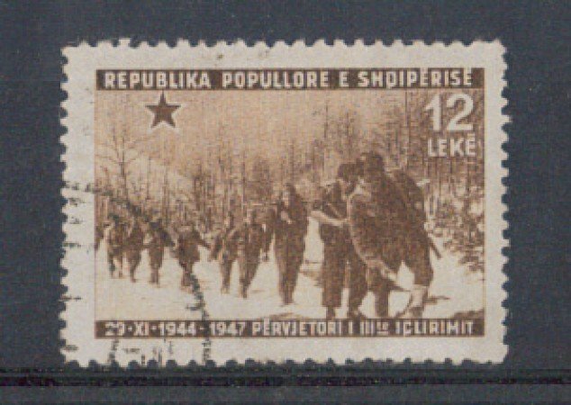 1947 - LOTTO/3763 - ALBANIA - ANNIV. LIBERAZIONE 12 LEKE