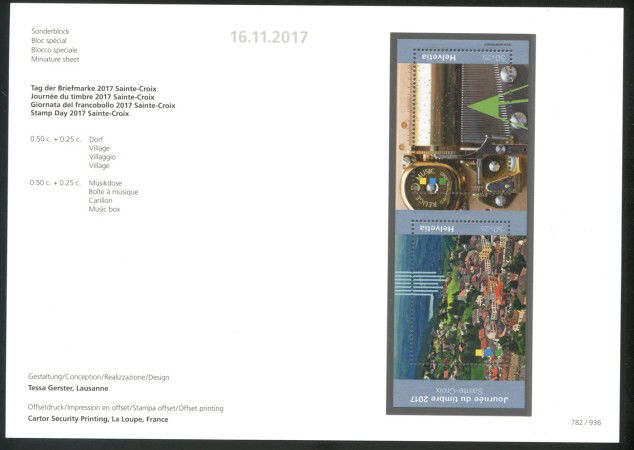 2017 - SVIZZERA - LOTTO/39720F - GIORNATA DEL FRANCOBOLLO - FOGLIETTO NUOVO FOLDER