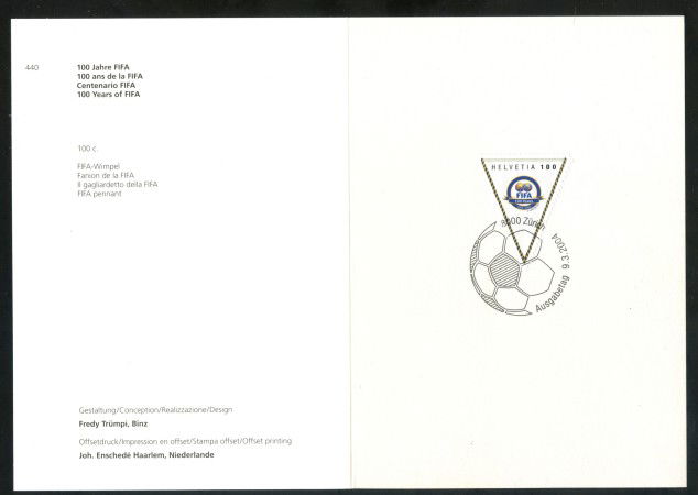 2004 - SVIZZERA - CENTENARIO DELLA FIFA - USATO FDC - FOLDER - LOTTO/37416FU
