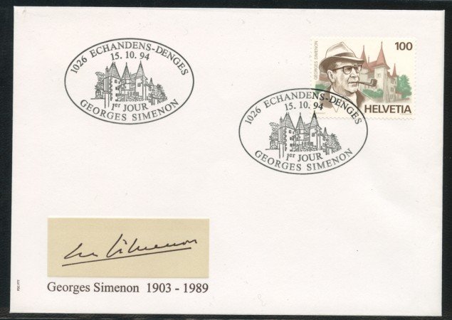 1994 - LOTTO/24593 - SVIZZERA - GEORGES SIMENON - BUSTA FDC