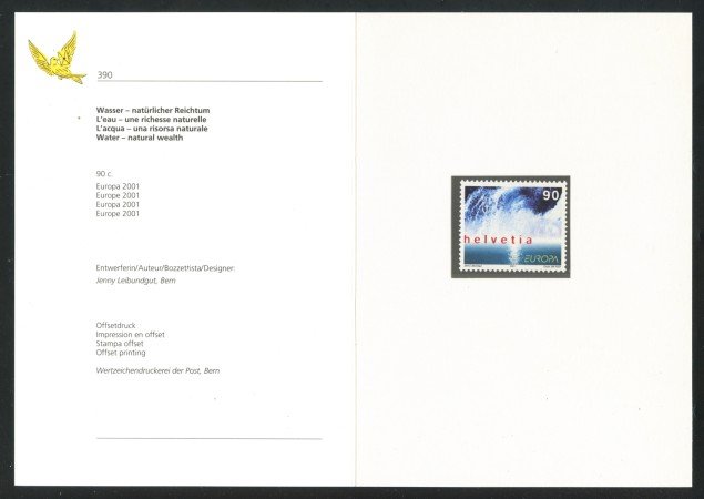 2001 - SVIZZERA - EUROPA L'ACQUA - NUOVO - FOLDER -  LOTTO/37348F