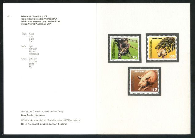 2004 - SVIZZERA - PROTEZIONE ANIMALI 3v. - NUOVI - FOLDER - LOTTO/37428F