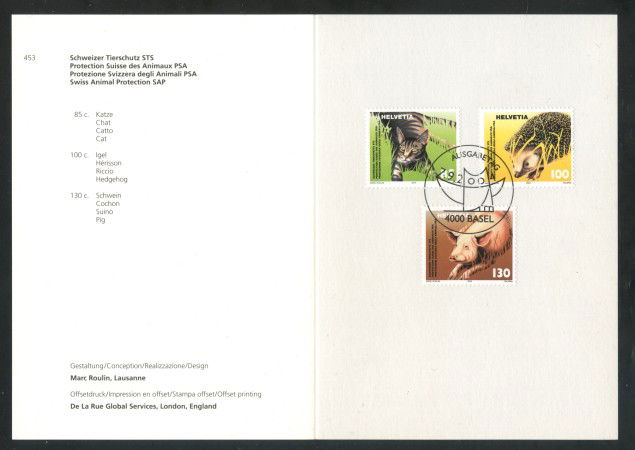 2004 - SVIZZERA - PROTEZIONE ANIMALI 3v. - USATI FDC - FOLDER - LOTTO/37428FU
