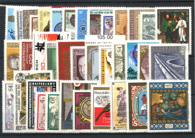 1984 - AUSTRIA - LOTTO/43674 - ANNATA COMPLETA 36v. NUOVI