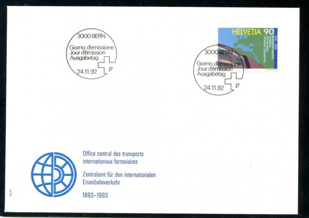 1992 - SVIZZERA - CENTENARIO UFFICIO TRASPORTI - BUSTA FDC - LOTTO/25305