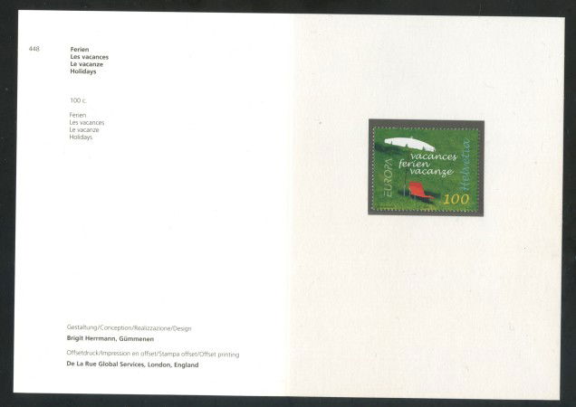 2004 - SVIZZERA - EUROPA VACANZE - NUOVO - FOLDER -  LOTTO/37425F