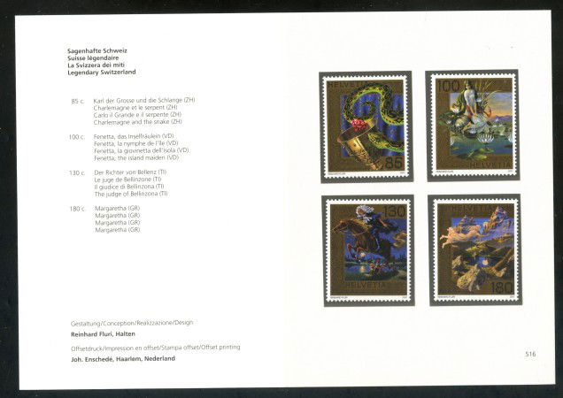 2007 - LOTTO/37550F - SVIZZERA - FIABE E LEGGENDE 4v. - FOLDER -  NUOVI