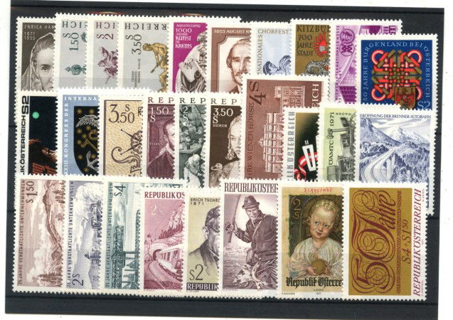 1971 - AUSTRIA - LOTTO/43661 - ANNATA COMPLETA 28v. NUOVI
