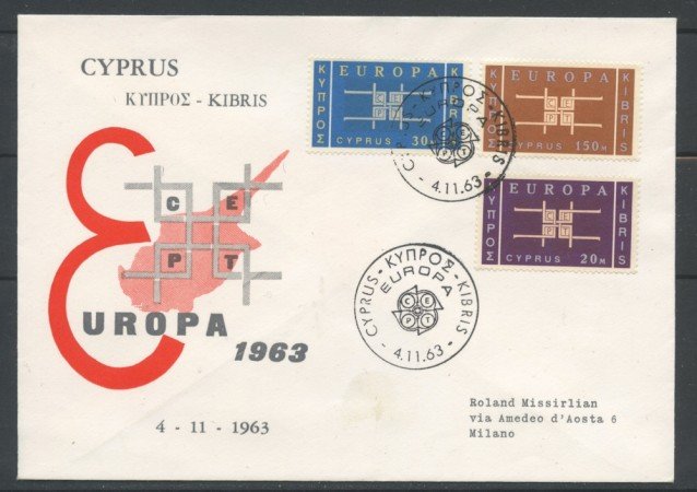 1963 - CIPRO - EUROPA 3v. - BUSTA FDC - LOTTO/25138