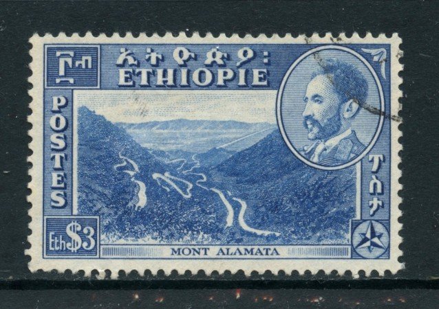 1947 - ETHIOPIA- 3d. BLU HAILE SELASSIE - USATO - LOTTO/28726A
