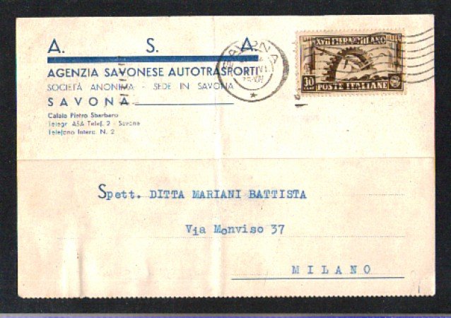 SAVONA - 1936 - LOTTO/10704 - REGNO - CARTOLINA COMMERCIALE