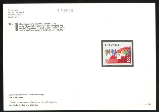 2016 - SVIZZERA - LOTTO/37898F - SVIZZERI ALL'ESTERO - NUOVO - FOLDER