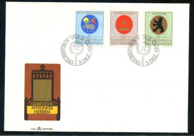 1970 - LIECHTENSTEIN - STEMMI DEI PATRONI - BUSTA FDC - LOTTO/25788