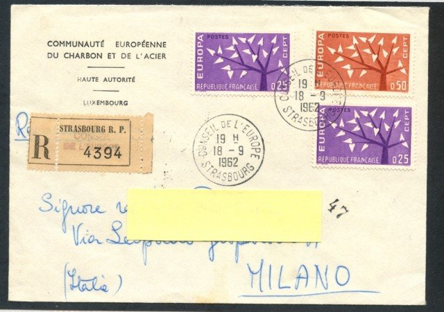 1962 - FRANCIA - EUROPA - BUSTA RACCOMANDATA - LOTTO/26741