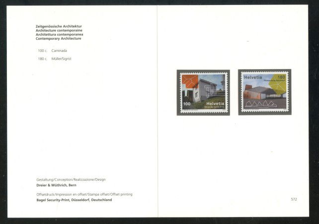 2009 - SVIZZERA - LOTTO/37715F - ARCHITETTURA SVIZZERA 2v. - NUOVI - FOLDER