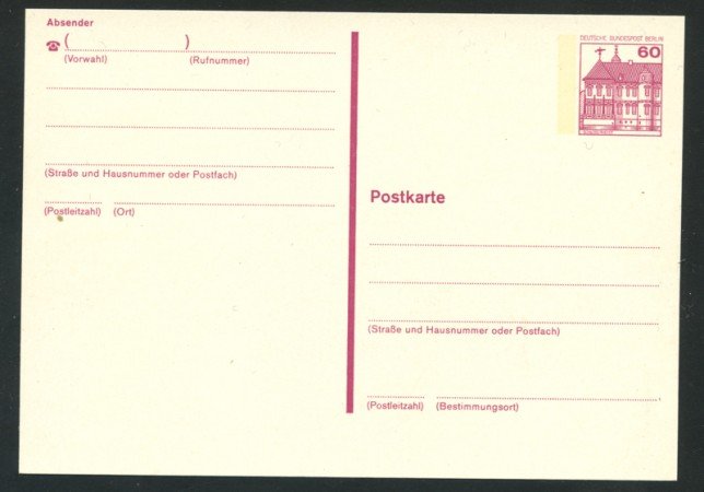 1979/80 - LOTTO/17132 - BERLINO - 60 Pf. CARTOLINA POSTALE - NUOVA