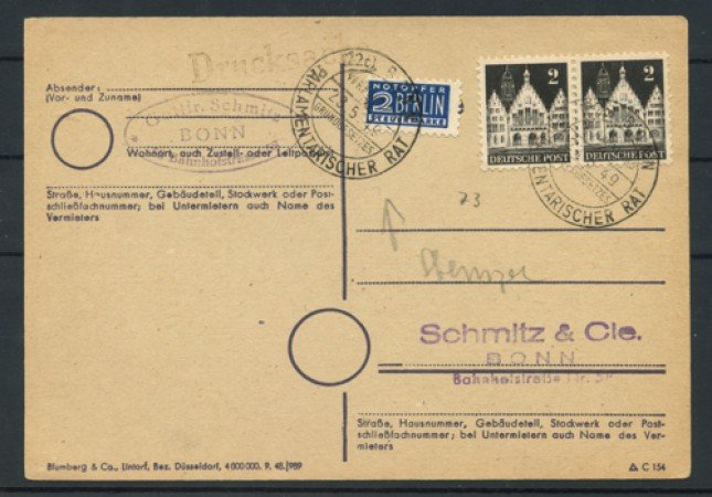1949 - GERMANIA - LOTTO/12954 - CARTOLINA COMMERCIALE